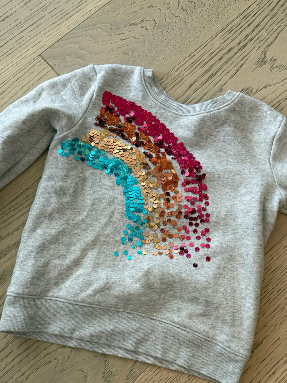 jumping beans Gray Sweatshirt with Multicolor Sequin Rainbow